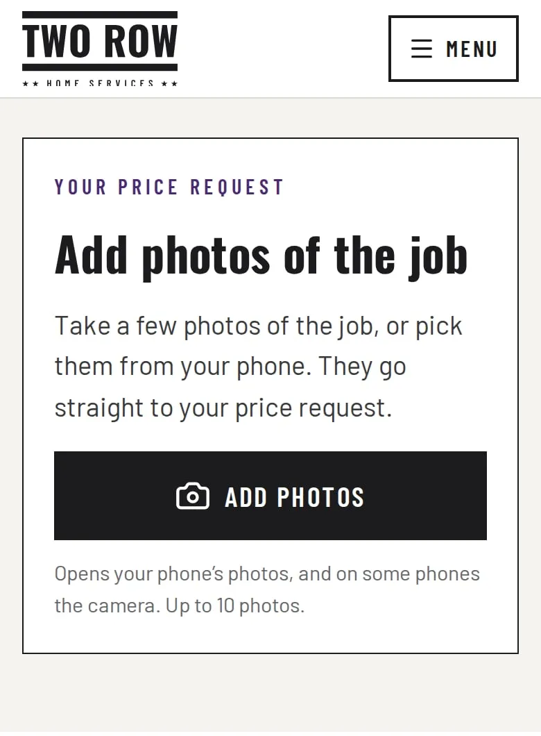 The private photo page with one Add photos button